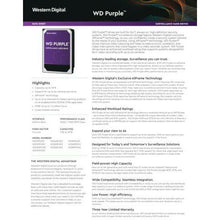 Cargar imagen en el visor de la galería, WD Purple WD121PURZ 12TB Surveillance 7200 RPM 3.5" SATA lll Internal 6 Gb/s - MFerraz Tecnologia