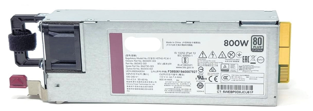 Fuente HP FUENTE DE ALIMENTACIÓN 800W AC 100-240V PLATINUM PARA HPE DL360 DL380 GEN10 866730-001