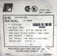 Load image into Gallery viewer, 57C332 By Reliance Electric 803456-8S 100/120 VAC 10-Slot Rack Assembly AutoMax
