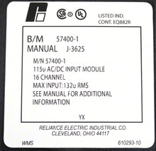 Cargar imagen en el visor de la galería, 57C400A By Reliance Electric 57400-1 16ch 115u AC/DC Input Module AutoMax
