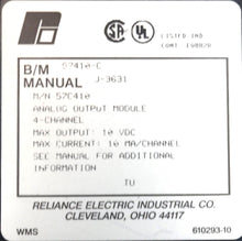 Cargar imagen en el visor de la galería, 57C410 By Reliance Electric 4-CH Analog Output Module AutoMax

