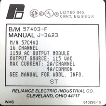 Cargar imagen en el visor de la galería, 57C403 By Reliance Electric 16-Ch 115V AC High Output Module AutoMax

