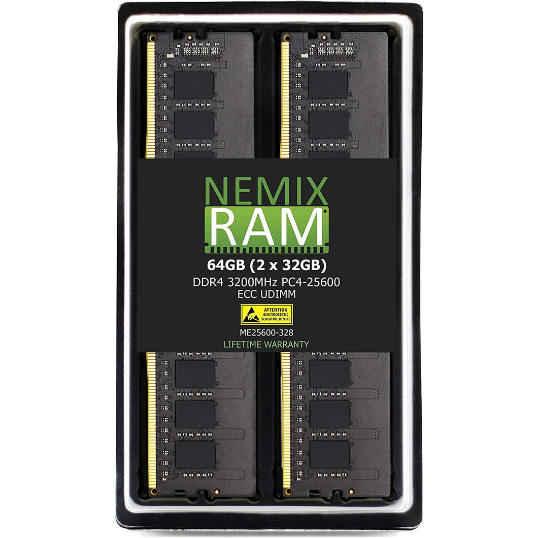 NEMIX RAM 64GB 2x32GB DDR4-3200 PC4-25600 2Rx8 ECC Unbuffered Memory