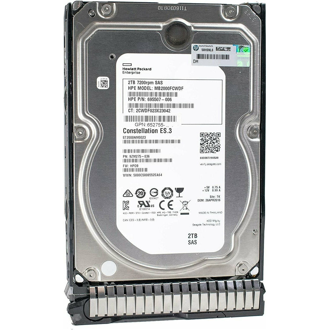 HP Gen 8 | 652757-B21 | 2TB 7.2K RPM SAS 6Gb/s | 3.5