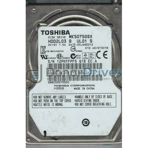 MK5075GSX, A0/GT001M, HDD2L03 B UL01 S, Toshiba 500GB SATA 2.5 Hard Drive disco - MFerraz Tecnologia